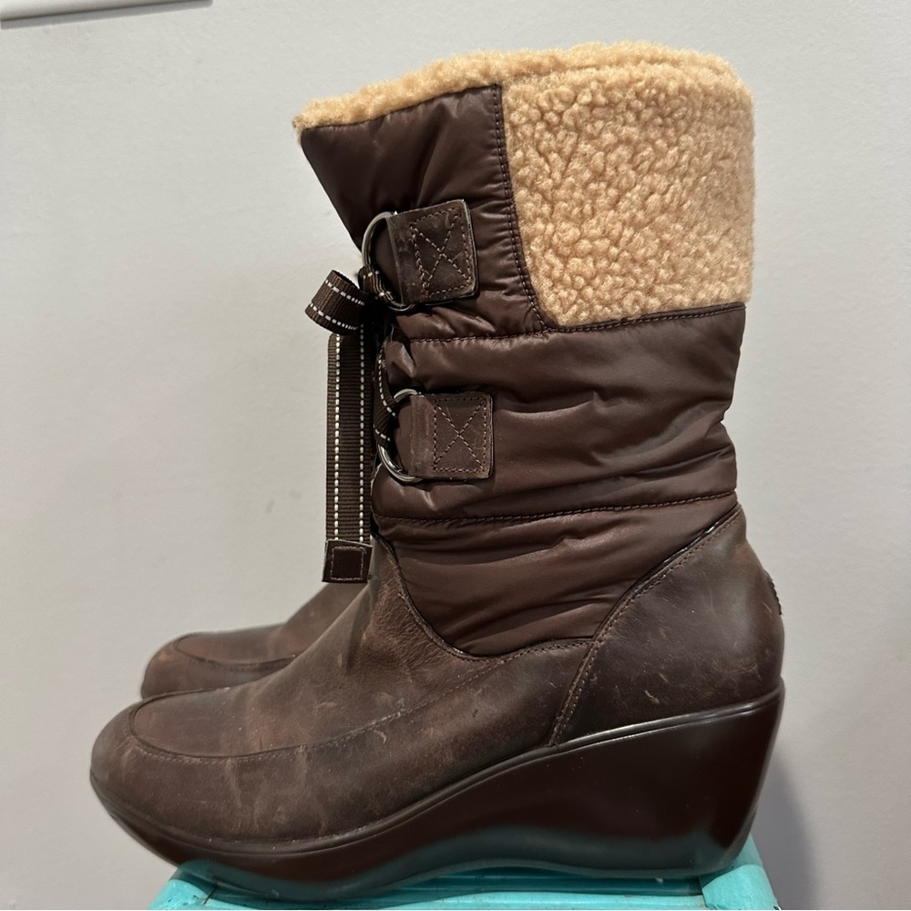 Sperry Top Sider Snug Harbour Wedge Boot Brown Leather Size 7.5
